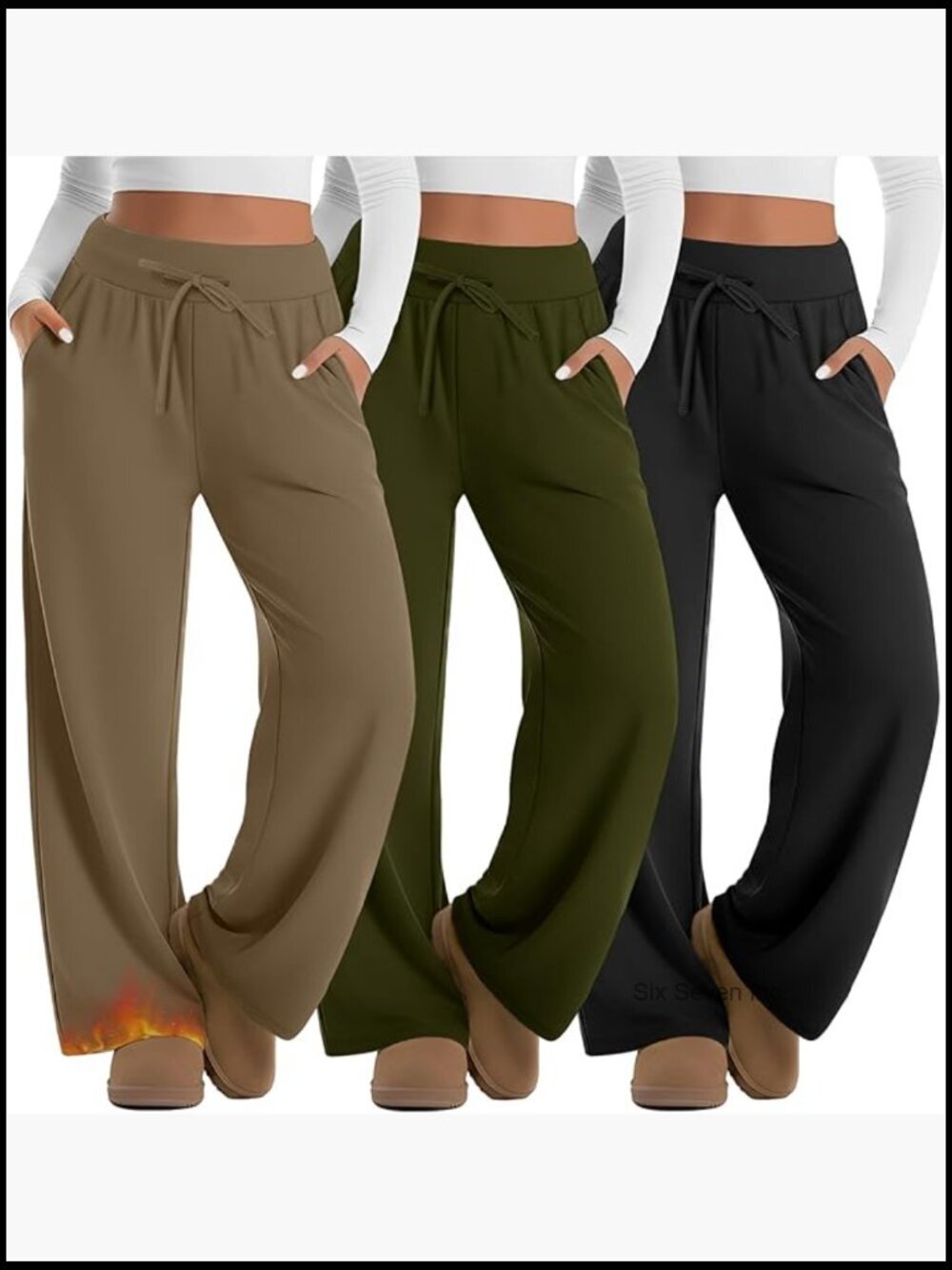 Plus Size Wide Leg Sweatpants Fleece Lined Baggy Lounge Pants Winter Thermal